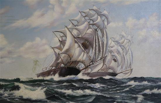 Oil on canvas, shipping scene(-)